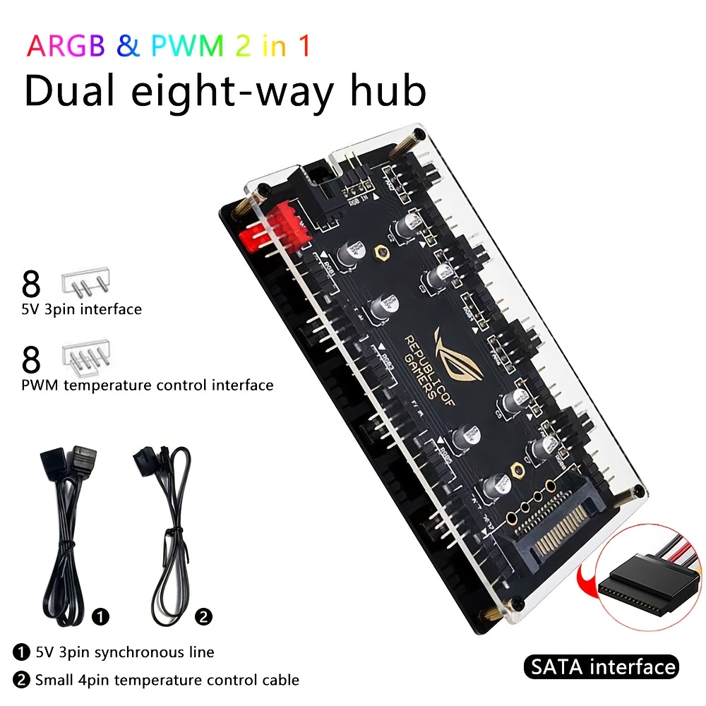 Dual 8-Port Fan Hub ARGB/PWM 2 - Rgb Hub Sync のレビューと価格