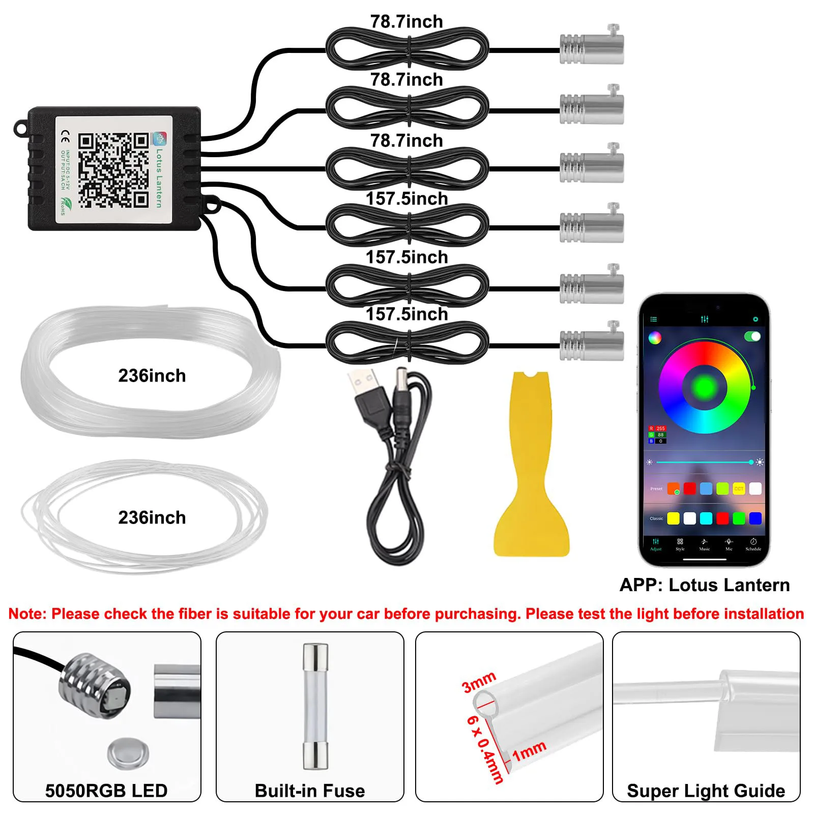 RGB LED Car Ambient Light Kit  - Rgb Hub Sync のレビューと価格