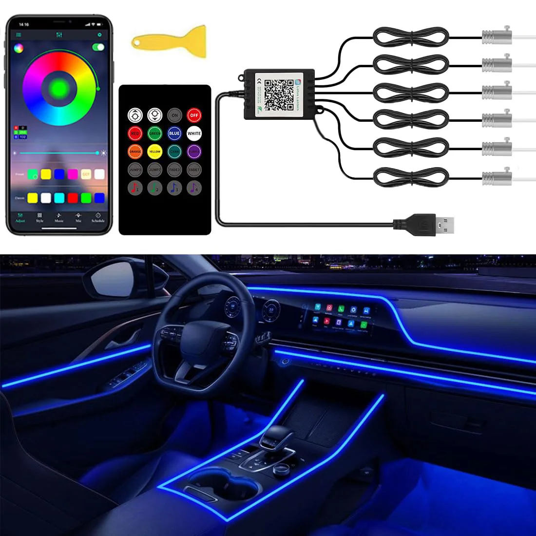 RGB LED Car Ambient Light Kit  - Rgb Hub Sync のレビューと価格