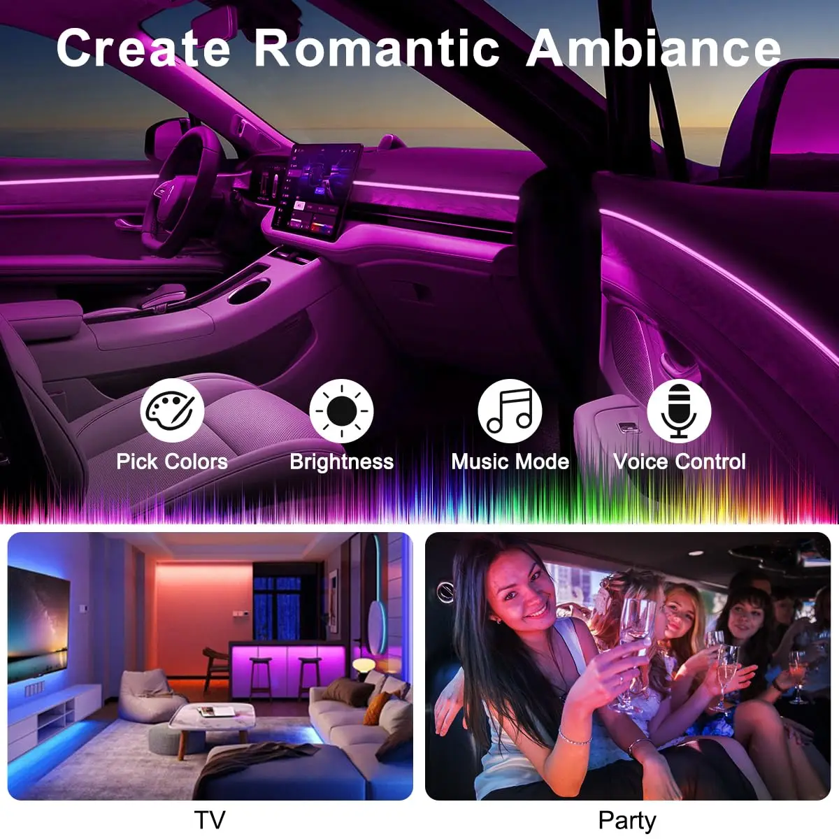 RGB LED Car Ambient Light Kit  - Rgb Hub Sync のレビューと価格