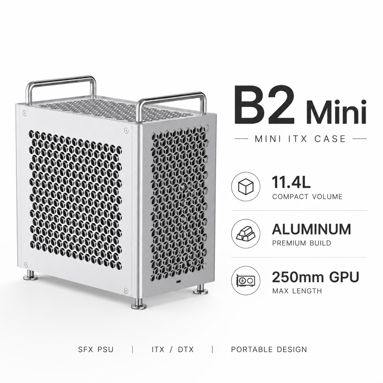 B2Mini ITX Aluminum Case 11.4L - Case Mesh Panel のレビューと価格