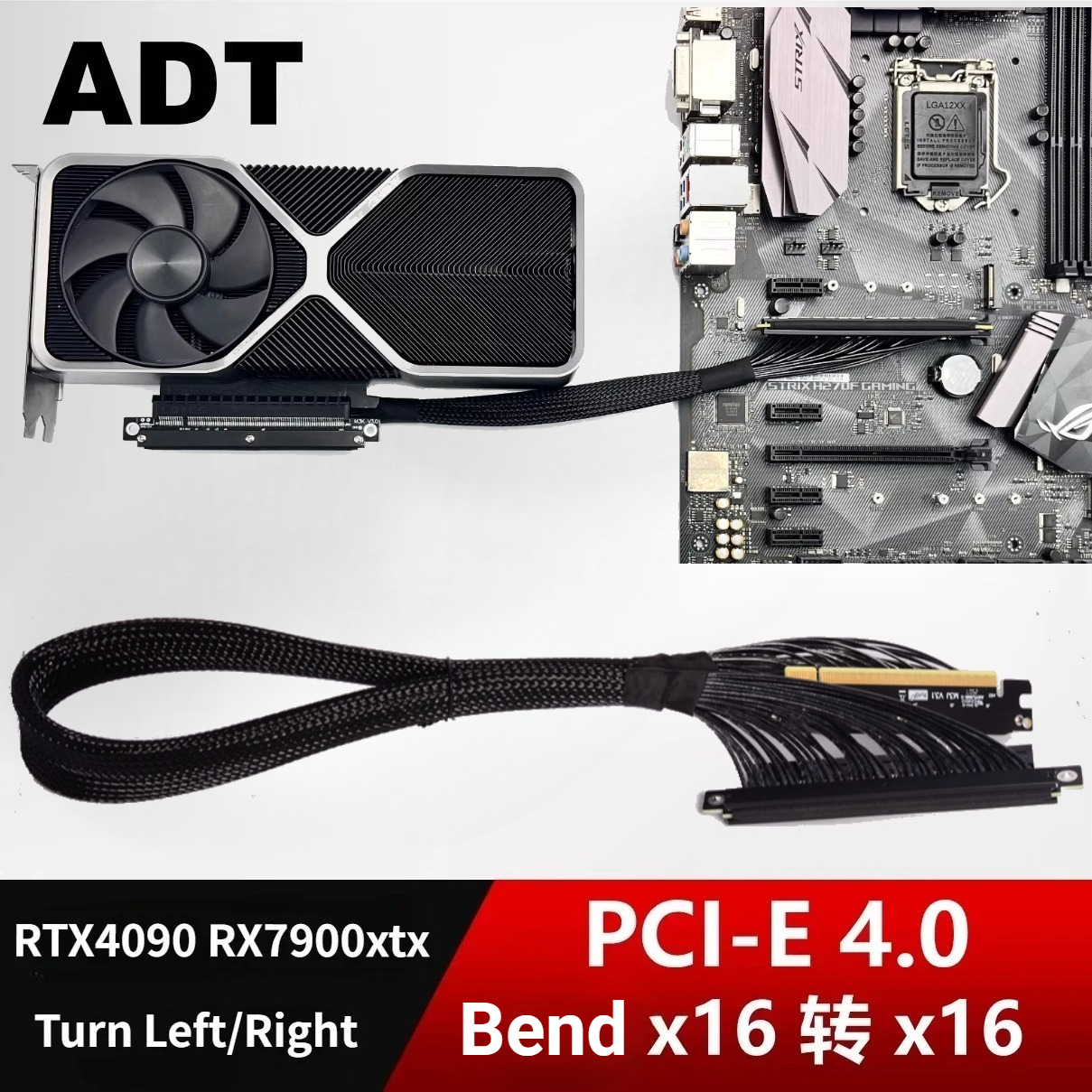 ADT New Dual Reverse Riser Cab - Vertical Gpu Bracket のレビューと価格