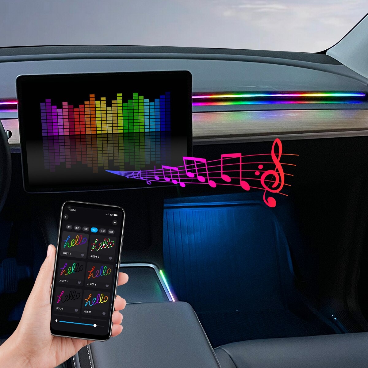 Car LED Ambient Light USB 64 C - Rgb Hub Sync のレビューと価格