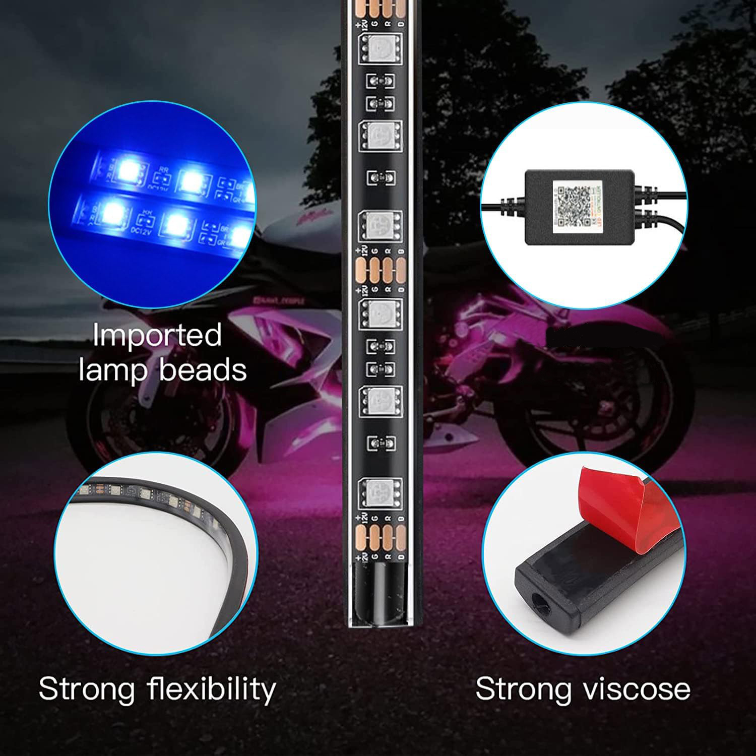 8pcs RGB LED Motorcycle Underg - Rgb Hub Sync のレビューと価格