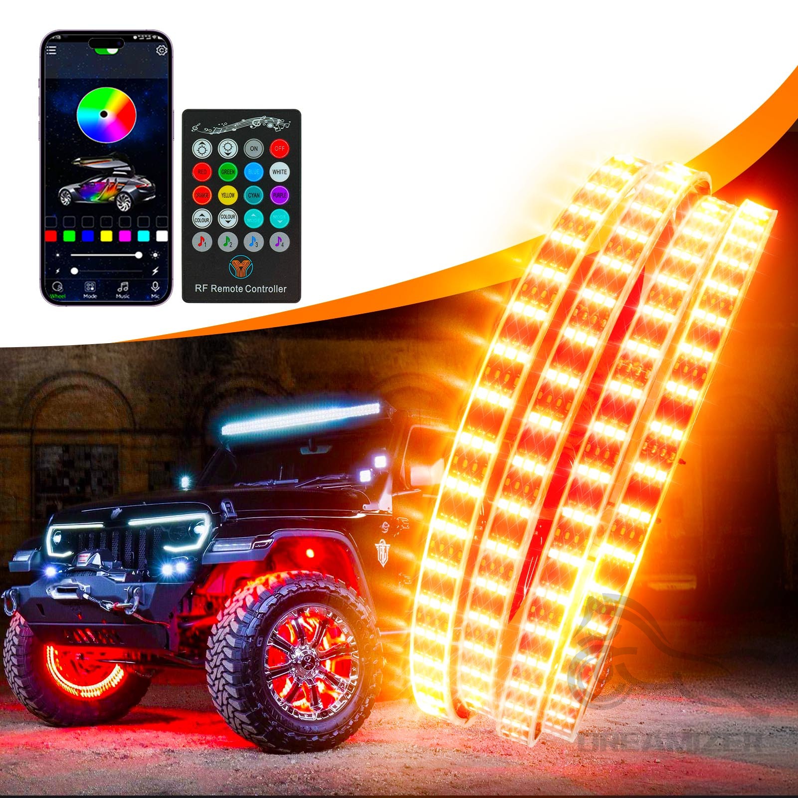 4Pcs Colorful Car Hub Lamp RGB - Rgb Hub Sync のレビューと価格